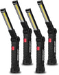 Tool Fathers Day Dad Gifts for Men Him Husband, LED Rechargeable Work Light for Mechanic with Magnetic Base Hook, Grill Light Inspection Flashlight 5 Modes 360° Rotate Car Repair Emergency Birthday - color: Black 4PCS