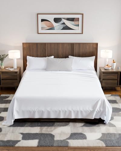Texas King Sheets – 4 PC Luxury Texas King Bed Sheets 98x80 - Ultra-Soft Mattress Sheets – Flat & Fitted Sheet with 14” to 16” Deep Pocket - OEKO-TEX Premium-Quality Sheet and Pillowcase Set - color: 01- White, size: Texas King Size