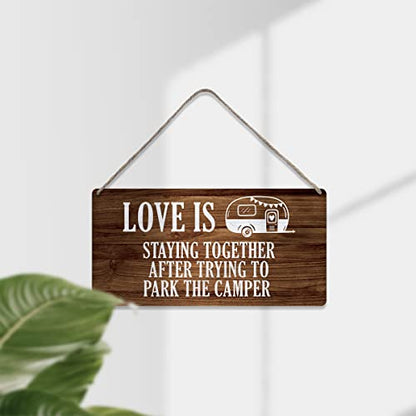 Country Style Camp Wall Decor Love is Staying Together Wooden Signs Funny Rustic Parking the Camper Hanging Wall Plaque Sign Home Decor Present