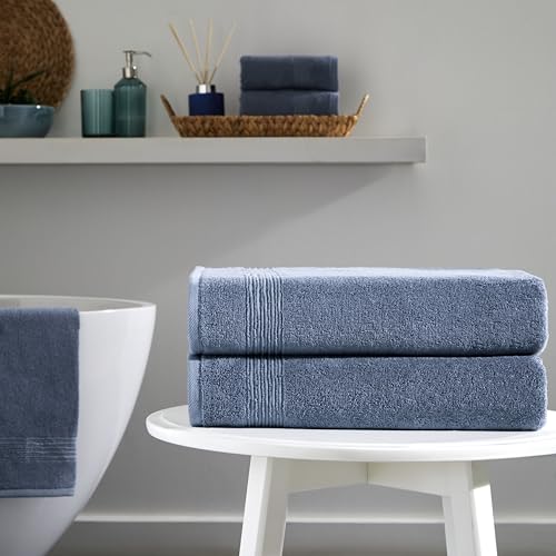 Ozdilek 2-Piece Bath Towels, 27x54 100% Turkish Cotton, Luxury Quick Dry, Extra Large, Fade-Resistant, Eco-Friendly, Spa Towel, Comfortable (Ocean Blue) - color: Ocean Blue