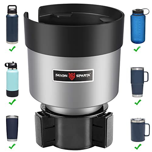Seven Sparta Car Cup Holder Expander with Adjustable Base, Compatible with Hydro Flasks 32/40 Ounce, Compatible with Yeti Ramblers 20/26/30 Ounce, Other Bottles in 3.4"-3.8"(Silver Gray) - color: Silver, size: Medium*1