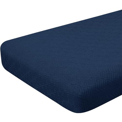 ZNSAYOTX Stretch Cushion Covers Sofa Cushion Couch Seat Covers Slipcovers Soft Replacement Unique Pattern Furniture Protector with Elastic Bottom (Navy, 1 Pc 3-Seat Cushion Cover) - color: Navy Blue, size: 1 Cushion Sofa