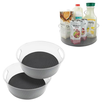Spectrum Extra Large High Wall Turntable 12.25 in Pack of 2 Charcoal Gray XL Tall Lazy Susan Rotating Organizer for Kitchen Countertop Bath Cabinet Refrigerator Pantry Shelf Under Sink Organization - size: Large