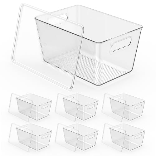 6 Pack Clear Stackable Storage Bins with Lids, Large Plastic Pantry Organizers and Storage Containers for Kitchen Cabinet, Fridge, Closet, Bathroom - BPA-Free Home Organization Must Haves - color: 6 Pack, size: L with Lids (11.5"L x 7.5"W x 6"H)