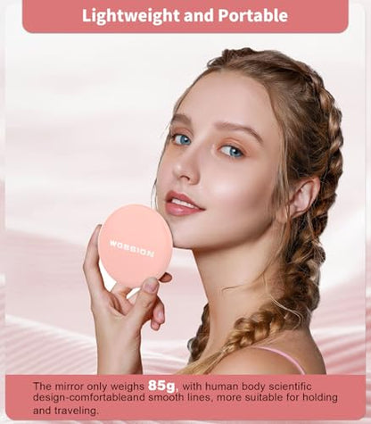 Wobsion Compact Travel Mirror - 1x/10x Magnification, Handheld 2-Sided, Perfect for Purses & Handbags - color: 3.5inch Battery Pink
