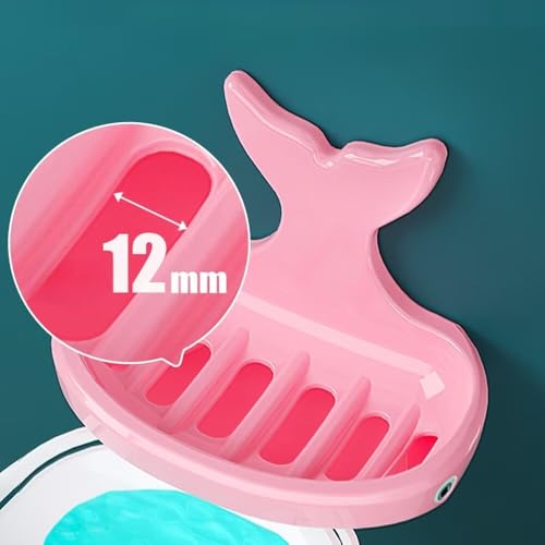Soap Holder Shower Dish bar Wall Bathroom Shampoo Dishes Caddy Mounted Sponge Adhesive Tray Bath Shelf Draining Dishes Cute Whale Design Bathtub Kitchen Sink jabonera para baño，Yellow - color: B-yellow
