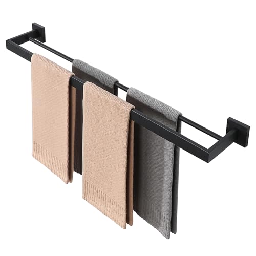 Alise Double Towel Bar, 32" SUS304 Stainless Steel Towel Racks for Bathroom, Long Bathroom Towel Rack Wall Mounted, Heavy Duty Towel Holder, Matte Black - color: Matte Black, size: Double 32 Inch