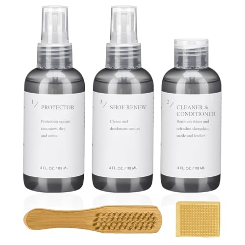 Suede Shoe Cleaner Kit, Shoe Cleaning Kit with Cleaner, Waterproof Protector Spary, Refresh Spary, Brush & Eraser, Shoe Cleaning kit for Suede Nubuck, Boots, Sheepskin, Leather Shoes
