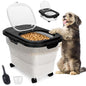 Dog Food Container, Collapsible Pet Food Storage Container 17-20 lb with Rolling Wheels & Airtight Lid, Plastic Storage Bin With Dog Food Scoop and Measuaring Cups - color: Black