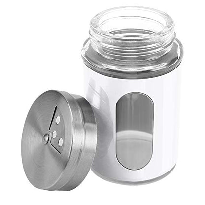 Accmor 2pcs Salt and Pepper Shakers,Stainless Steel Shaker for Salt Powder Sugar Cinnamon Pepper, Spice Dispenser with Adjustable Pour Holes,White - color: White