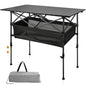 Folding Camping Table, Outdoor Roll-up Table Height Adjustable & Portable Metal Camp Grill Table for Picnic, BBQ, Party, Backyard, Beach, Mesh Storage and Carry Bag (Ash Black, 37.4'' Large) - size: 37.4'' Large