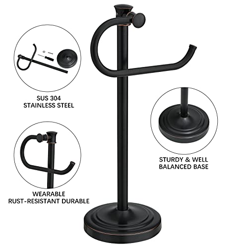 BESy 17 Inch Oil Rubbed Bronze Stand Towel Bar Hanger Hand Towel Bar Bathroom Vanity Countertop Towel Holder Free Standing Stainless Steel Towel Ring Hardware Accessories Towel Rack - color: Bronze