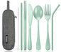 Portable Stainless Steel Flatware Set, Travel Camping Cutlery Set, Portable Utensil Travel Silverware Dinnerware Set with a Waterproof Case (Green) - color: Green