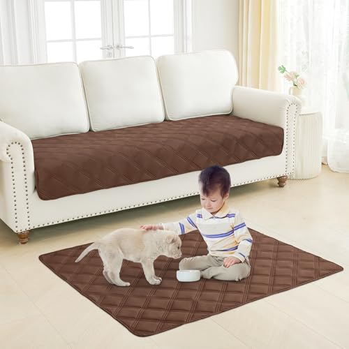 Smiry Waterproof Dog Bed Cover Blanket 40x50, Soft Reversible Pet Blanket, Washable Leakproof Cats Dogs Couch Cover for Sofa, Couch, Furniture, Brown/Beige - color: Brown/Beige, size: 40x50 Inch