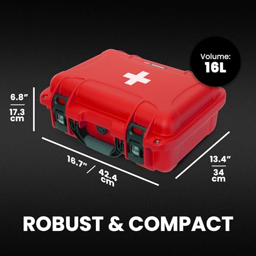 NANUK 920 Waterproof First Aid Box Empty with Lid Organizer & Dividers – Durable Medical First Aid Organizer Case, IP67-Rated, Dustproof, Impact-Resistant, Floats (16.7” x 13.4” x 6.8”) – Red - size: 920 Empty – w/ Organizers