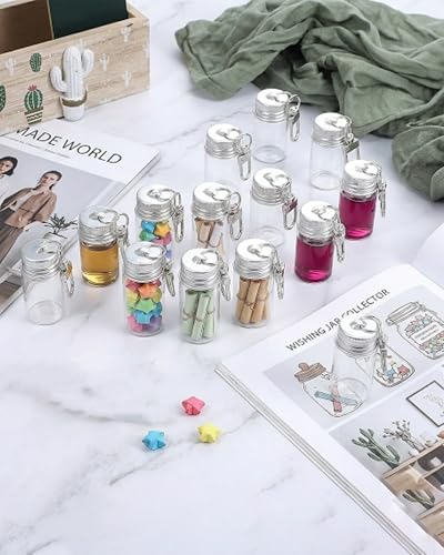 24 Pack 7ml Keychain Seasoning Bottles, Mini Glass Spice Containers for Travel & Camping, Small Empty Vials with Aluminum Lids for DIY Crafts, Wedding Favors, Home Crafts, Travel - size: 7 ml