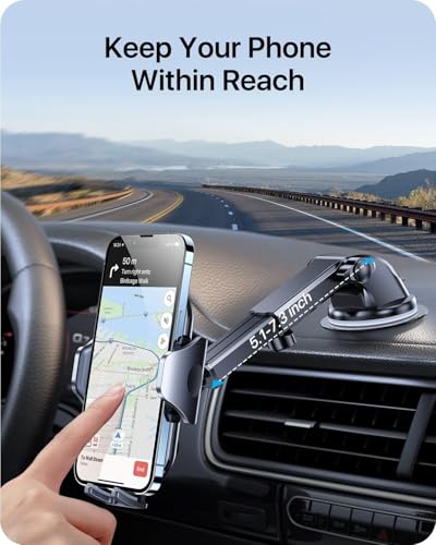 andobil Car Phone Holder, 2026 Military-Grade 89lbs Strongest Suction Phone Holders for Your Car Dashboard/Windshield/Vent Easy Clamp Cellphone Holder Truck Stand for iPhone 17 16 15 Pro Samsung Grey - color: Grey