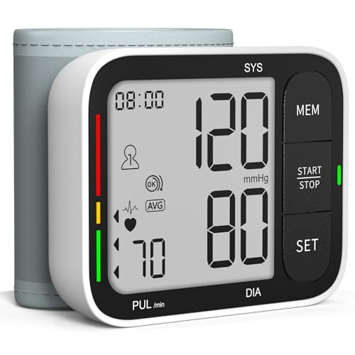 FDA-Cleared Blood Pressure Cuff Wrist, Universal Bp Cuff(5.3-8.4in) Large LCD Display 2 Users Total 240 Memories, 2 AAA Batteries & Carrying Case Included(FSA&HSA Eligible)
