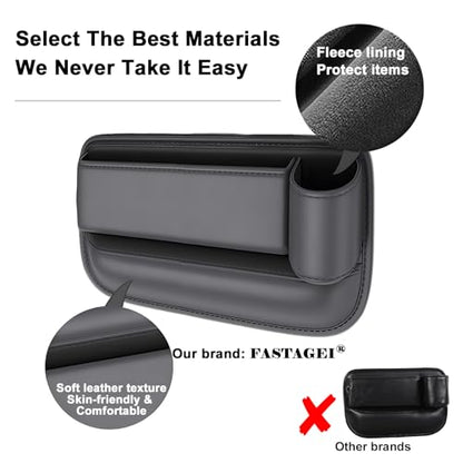 Car Seat Gap Filler Organizer, Universal Premium Leather Seat Organizer with Cup Holder, Seat Gap Storage Box with Bottle Holder, Car Gap Bag Front Center Console Seat (Driver+Passenger 2 Pack) - size: Driver + Passenger Side