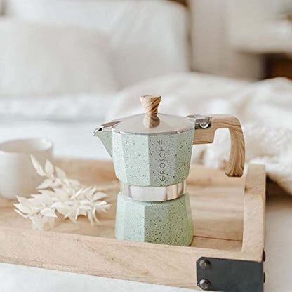 GROSCHE Milano Moka pot, Stovetop Espresso maker, Greca Coffee Maker, Stovetop coffee maker and espresso maker percolator (Mint, 6 cup) - color: Mint, size: 6 espresso cups
