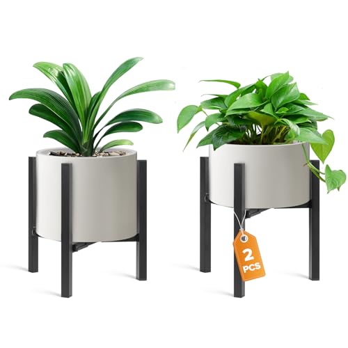Plant Stand Indoor Adjustable 2 Pack, Metal Modern Indoor Plant Stand, Heavy Duty Plant Stands Outdoor Corner, Stable Plant Holder, Fits 8 to 12 Inches Pots, Black, Pot & Plant Not Included - color: Black, size: 2 Pack