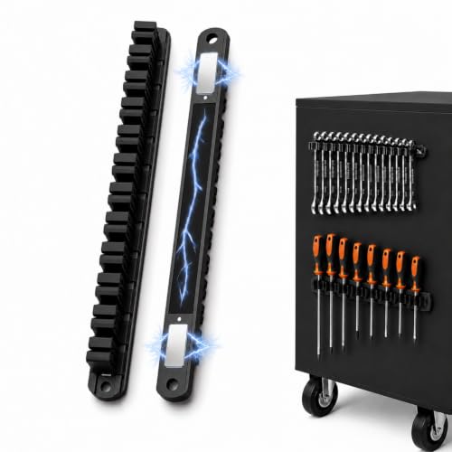 Magnetic Wrench and Screwdriver Organizer – Tool Organizer for Workshop & Garage, Heavy‑Duty Magnetic Base for Toolbox Organization, Space‑Saving Tool Rack, Great Gift for Men (1 PCS, Black Base) - color: Black