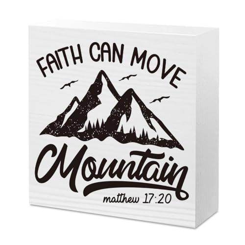 Mountain Decor Travel Adventure Forest Awaits Sign Camper Rv Camping Christian Bible Verse Jesus Faith Classroom Decor for Home Office Desk Room Table Cubicle Shelf 5 X 5 Inch - color: Mountain