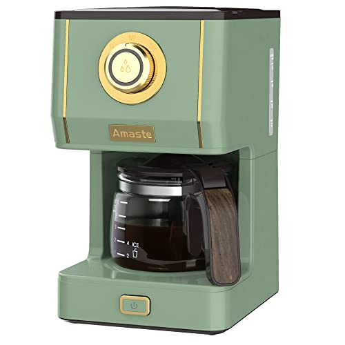 Amaste Drip Coffee Maker, Coffee Machine with 25 Oz Glass Coffee Pot, Retro Style Coffee Maker with Reusable Filter & Three Brewing Modes, Warming Plate, Matcha Green - color: Matcha Green, style: Retro