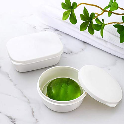 [LENITH] Travel Soap Dish Soap Case Holder Portable Clear Soap Container Box Bathroom/Gym Shower/Outdoor Camping (Round White) - color: Round White