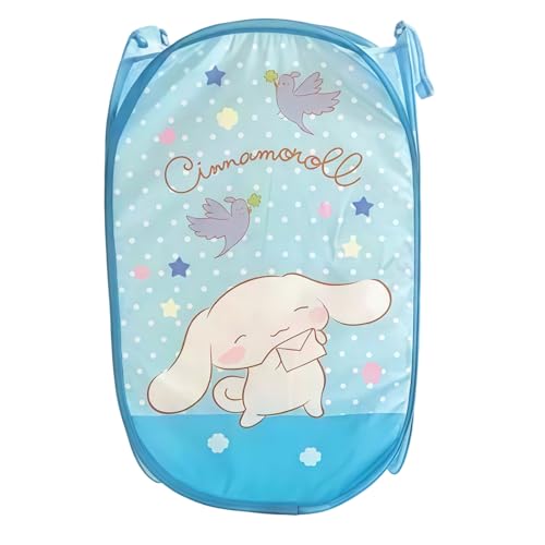 Cute Cartoon themed Laundry Basket, Mesh Pop Up Hamper with Carry Handles, Large Capacity Collapsible Storage for Room, Dorm | Travel & Camping (Cinnamll) - color: Cinnamll