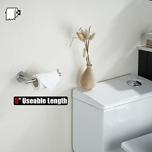 JQK Bath Hardware Towel Bar Accessory Set, 5-Piece Bathroom Accessories Fixtures Set Brushed Finished Wall Mount Includes 24" Towel Bar, 9" Hand Towel Bar, Toilet Paper Holder, Robe Hook x2, BAS105-BN - color: Brushed