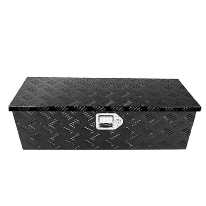 Black 30 Inch Truck Chest Tool box Heavy Duty Aluminum Stripes Plated Pick Up Truck Bed Box Waterproof RV Trailer Toolbox Storage with Side Handle and Lock Keys –30"x13"x10" - color: Black, size: 30"x13"x10"