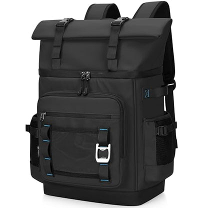 42 Can Backpack Cooler,40L Insulated Double Decker Leakproof, Waterproof Travel Cooler Backpack for Beach Camping Picnic Travel - color: black
