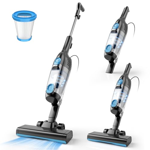 Vazone R6X Corded Stick Vacuum Cleaners for Home, 20Kpa Powerful Suction Stick Vacuum with 16Ft Cord, 2 in 1 Lightweight Handheld Vacuum Cleaner for Hardwood Floor Pet Hair - color: Blueblack