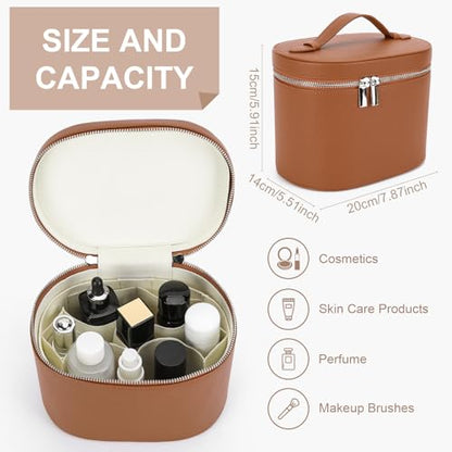 YFGBCX Makeup Bag Vanity Case with Removable Divider Travel Toiletry Bag Portable Cosmetic Bag Makeup Organizer Case - color: Brown