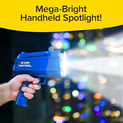 Star Patrol Mega-Bright Rechargeable Spotlight, AS SEEN ON TV, Tactical & Emergency Flashlight, 10 Modes, Turbo Boost Up to 100%, Built-in Kickstand & Phone Charger, for Camping, Emergencies, Walking - style: Star Patrol Basic