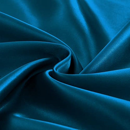 Homiest 3pcs Satin Sheets Set Luxury Silky Satin Bedding Set with Deep Pocket, 1 Fitted Sheet + 1 Flat Sheet + 1 Pillowcase (Twin Size, Dark Teal) - color: Dark Teal, size: Deep pocket - Twin size