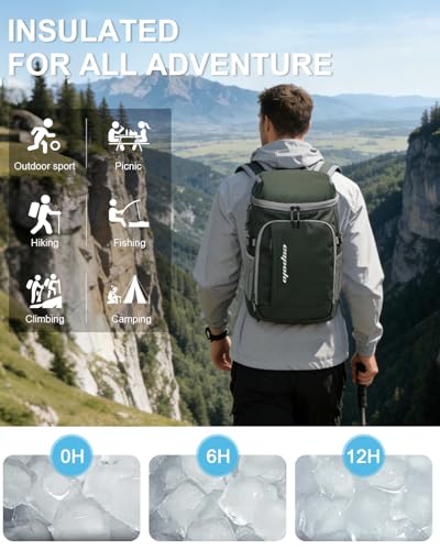 Capolo 36/45 Cans Cooler Backpack Insulated Waterproof for Women Men Lunch Backpack Coolers Leak Proof Soft Cooler Bags - color: Leather Green, size: 36 Cans