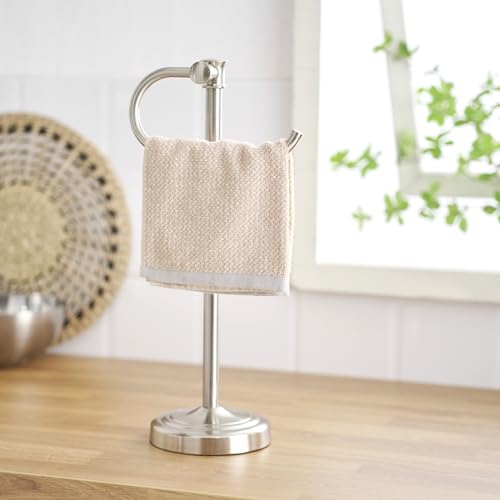 BESy 17 Inch Brushed Nickel Stand Towel Bar Hanger Hand Towel Bar Bathroom Vanity Countertop Towel Holder Free Standing Stainless Steel Towel Ring Hardware Accessories Towel Rack - color: Brushed Nickel