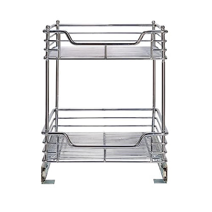 Household Essentials Chromed Steel 2-Tier Artisan Pull-Out Organizer - size: 14.25" - Standard, style: 2-Tier
