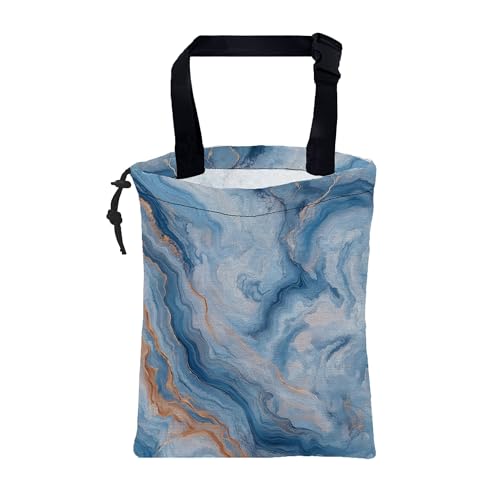 Car Garbage Bag Abstract Blue and Gold Marble Drawstring Car Trash Bag Hanging for Back Seat with Adjustable Buckle Canvas Vehicle Trash Can Easy-to-Install - color: Abstract Blue and Gold Marble