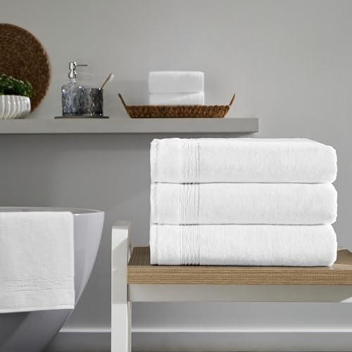 Ozdilek 4-Piece Bath Towels, 27x54 100% Turkish Cotton, Luxury Quick Dry, Extra Large, Fade-Resistant, Eco-Friendly, Spa Towel, Comfortable (White) - color: White