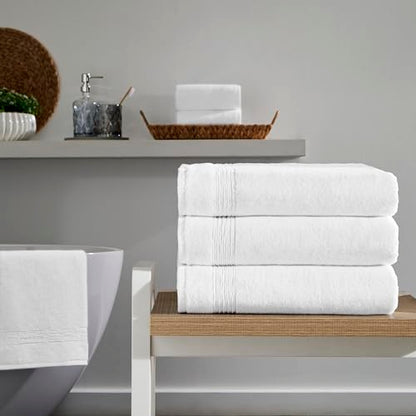 Ozdilek 4-Piece Bath Towels, 27x54 100% Turkish Cotton, Luxury Quick Dry, Extra Large, Fade-Resistant, Eco-Friendly, Spa Towel, Comfortable (White) - color: White