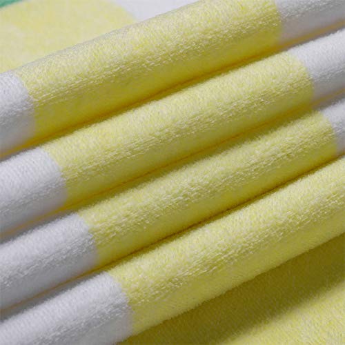HENBAY Cotton Oversized Beach Towel - Large 70 x 35 Inch Pool Towel, Yellow Striped Quick Dry Swimming Cabana Towel - color: Yellow