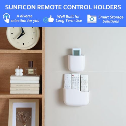 Remote Holder Wall Mount TV FAN Remote Control Holder Bedside Caddy Wall Organizer Phone Holder for Office Adhesive Media Player Controller Holder Box Tray Home Desk Nightstand White 1Big 1Small - color: White