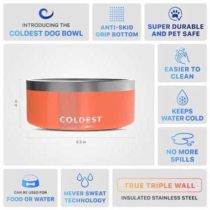 Coldest Dog Bowl - Anti Rust Metal, Non Slip, 3 Layers Insulated Stainless Steel Dog Bowls - Spill Proof & Heavy Duty - Water Bowl for Dogs, Cats & Pets, Dish Washer Safe (100 oz, Candy Red Glitter) - color: Candy Red Glitter, size: 100 oz