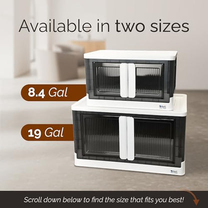 Reli. Minimalist Collapsible Storage Bins 8.4 Gallon (4 Pack) | Stackable Plastic with Lids and Doors | Wheeled Organizer