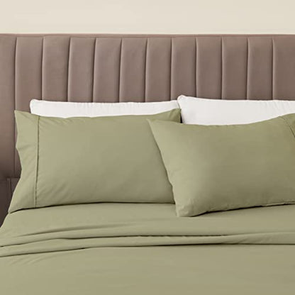 3-Piece Twin Green Microfiber Sheet Set - Ultra-Soft, Brushed Bedding Sheets & Pillowcases - Wrinkle & Fade Resistant, All-Season Bed Sheets for Bed (Twin, Sage) - color: 30 - Sage, size: Twin
