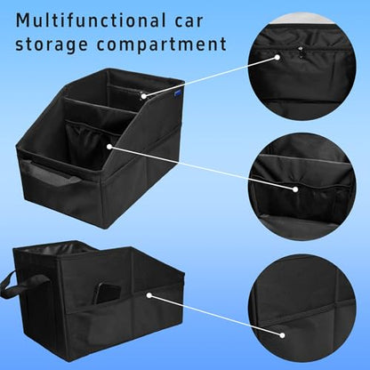 Car Seat Organizer, Passenger Seat, Black | Collapsible, Small Storage, With Lid - color: Black