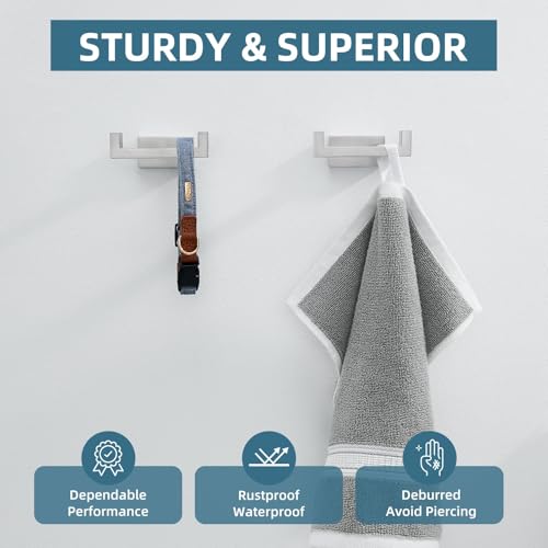 Angle Simple Bathroom Double Hook 2 PCS, SUS304 Stainless Steel Hand Towel Holder, Bath Towel Hanger, Modern Robe Hook for Wall, Brushed Nickel - color: Brushed Nickel, size: 2 Pack